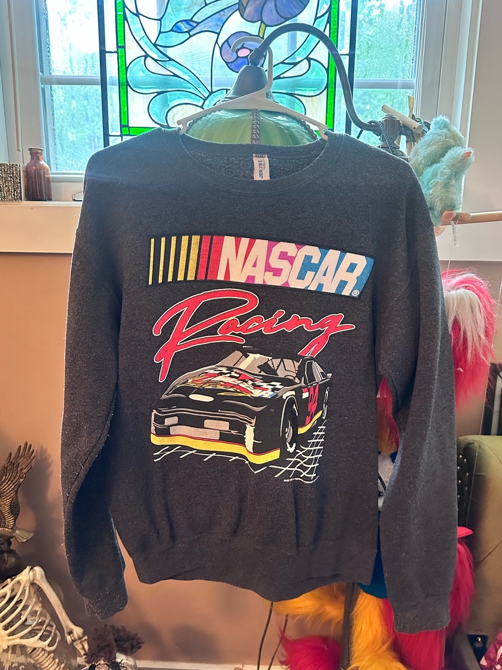 Jerzees Black NASCAR Racing Graphic Crewneck Sweater